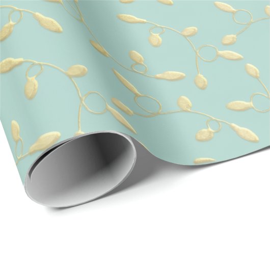 Aqua & Teal Xmas Wrapping Paper with Gold Accents Cadeaupapier (Rol Hoek)