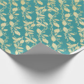  Aqua & Teal Xmas Wrapping Paper with Gold Accents Cadeaupapier (Hoek)
