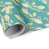  Aqua & Teal Xmas Wrapping Paper with Gold Accents Cadeaupapier (Rol Hoek)