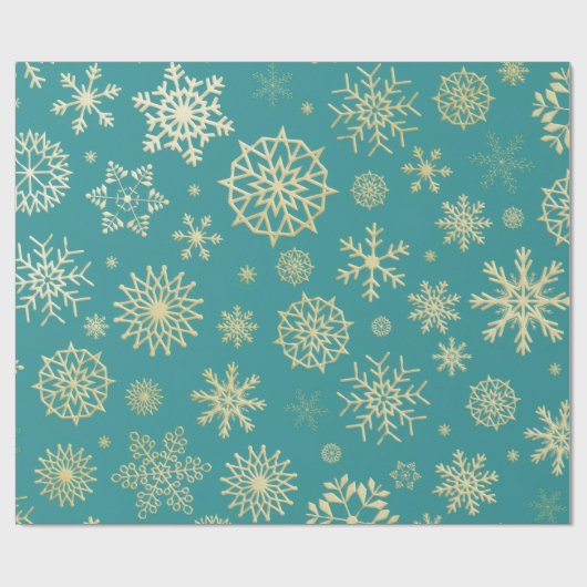 Aqua & Teal Xmas Wrapping Paper with Gold Accents Cadeaupapier (Vlak)