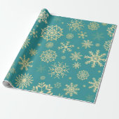 Aqua & Teal Xmas Wrapping Paper with Gold Accents Cadeaupapier (Uitgerold)