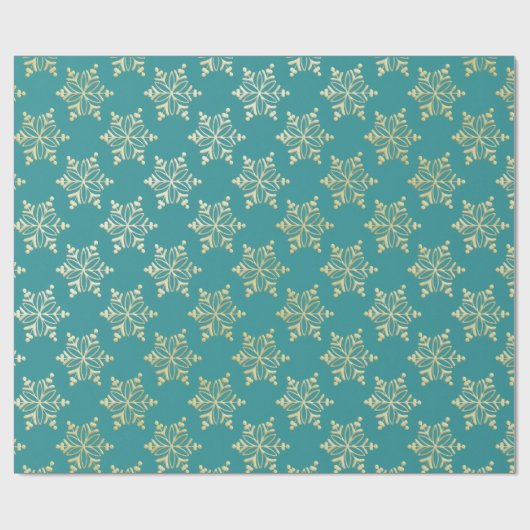 Aqua & Teal Xmas Wrapping Paper with Gold Accents Cadeaupapier (Vlak)