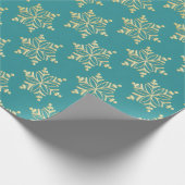 Aqua & Teal Xmas Wrapping Paper with Gold Accents Cadeaupapier (Hoek)