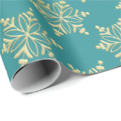Aqua & Teal Xmas Wrapping Paper with Gold Accents Cadeaupapier (Rol Hoek)