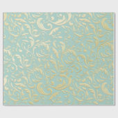Aqua & Teal Xmas Wrapping Paper with Gold Accents Cadeaupapier (Vlak)