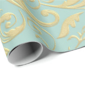 Aqua & Teal Xmas Wrapping Paper with Gold Accents Cadeaupapier (Rol Hoek)