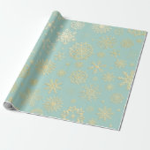 Aqua & Teal Xmas Wrapping Paper with Gold Accents Cadeaupapier (Uitgerold)