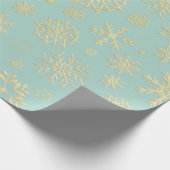 Aqua & Teal Xmas Wrapping Paper with Gold Accents Cadeaupapier (Hoek)