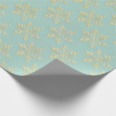Aqua & Teal Xmas Wrapping Paper with Gold Accents Cadeaupapier (Hoek)