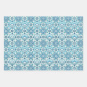 Aqua, Teals, Blauw & Wit Art Deco Kust Inpakpapier Vel (Voorkant)