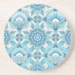Aqua, Teals, Blues & White Art Deco Coastal Zandsteen Onderzetter<br><div class="desc">Bright Aqua,  Seafoam Teal,  Soft Turquoise,  Deep Teal Blue,  Slate Blue,  Powder Blue,  Sea-green,  Cool gray & White – 
Coastal Art Deco Pattern</div>