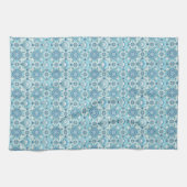 Aqua, Teals, Blues & Witte Art Deco Kust Theedoek (Horizontaal)