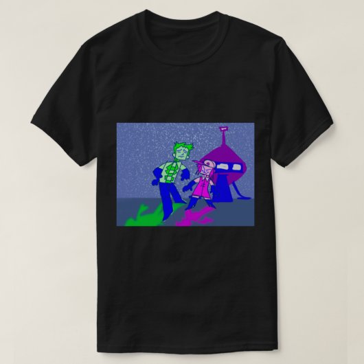 Aqua Teen Hunger Force Mooninites Aliens Spaceship T-shirt (Design voorkant)