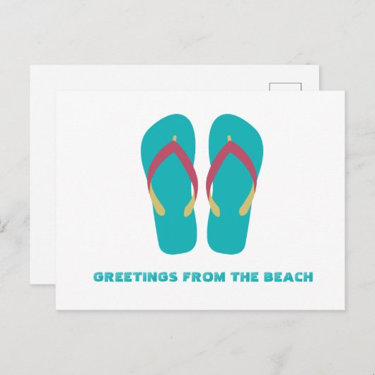 Aqua Teenslipper Greeting Briefkaart (Voorkant / Achterkant)