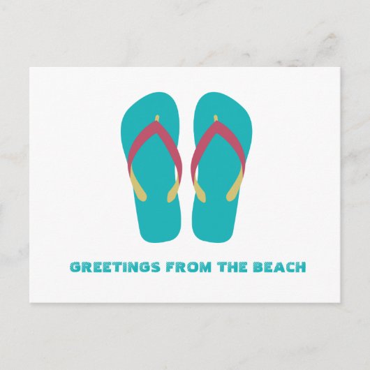 Aqua Teenslipper Greeting Briefkaart (Voorkant)