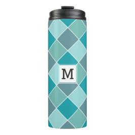 Aqua Tegel Pattern aangepaste monogram tumbler Thermosbeker