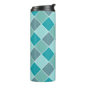 Aqua Tegel Pattern aangepaste monogram tumbler Thermosbeker (Gedraaid links)