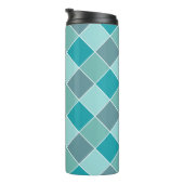 Aqua Tegel Pattern aangepaste monogram tumbler Thermosbeker (Geroteerd rechts)