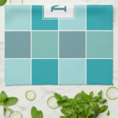 Aqua Tegels aangepaste handdoek op monogram (Gevouwen)