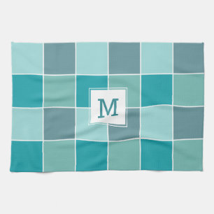 Aqua Tegels aangepaste handdoek op monogram
