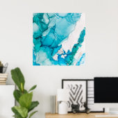 Aqua textuur met gouden draden poster (Thuiskantoor)