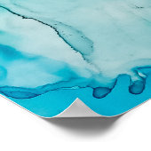 Aqua textuur met gouden draden poster (Hoek)