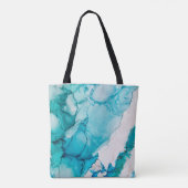 Aqua textuur met gouden draden tote bag (Achterkant)