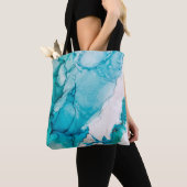 Aqua textuur met gouden draden tote bag (Dichtbij)