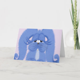 Aqua the bunny met slapende ogen Paaskaart Feestdagen Kaart