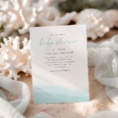 Aqua Tides Coastal Waterverf Baby shower Kaart
