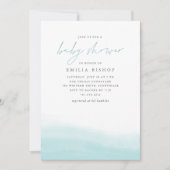 Aqua Tides Coastal Waterverf Baby shower Kaart (Voorkant)