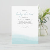 Aqua Tides Coastal Waterverf Baby shower Kaart (Staand voorkant)