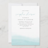 Aqua Tides Coastal Waterverf Couples Shower Kaart (Voorkant)