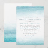 Aqua Tides | Waterverf bruiloft Kaart (Voorkant / Achterkant)