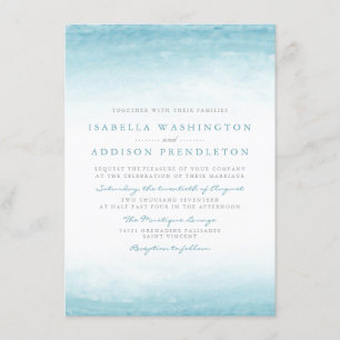 Aqua Tides Waterverf bruiloft Kaart