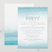Aqua Tides | Waterverf Engagement Party Kaart (Voorkant / Achterkant)