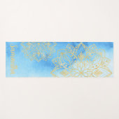 Aqua Tie Dye en Gold Mandala Bloemen Aangepaste na Yogamat (Voorkant (horizontaal))