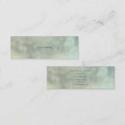 Aqua Tiffany Grijs Goud Linnen Minimale Textuur Ur Mini Visitekaartje (Voorkant / Achterkant)