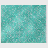 Aqua Tiffany Mint Laurel Floral Silver Diamonds Cadeaupapier (Vlak)