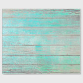 Aqua Tiffany Ocean Grungy Zilver Grijs Hout Rustie Cadeaupapier (Vlak)