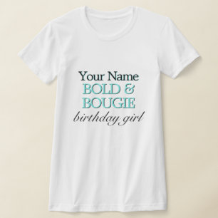 Aqua Tiffany Thema Bold & Bougie Verjaardag Meisje T-shirt