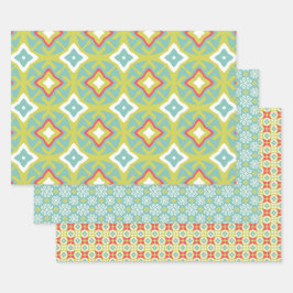 Aqua Tiki Vibe Set van wikkelpapier Inpakpapier Vel