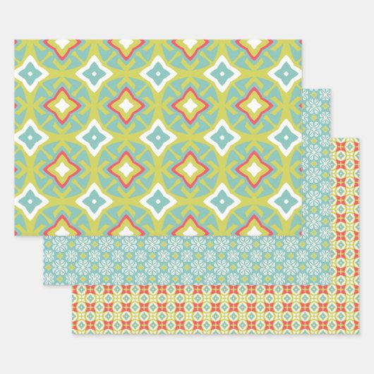 Aqua Tiki Vibe Set van wikkelpapier Inpakpapier Vel (Set)