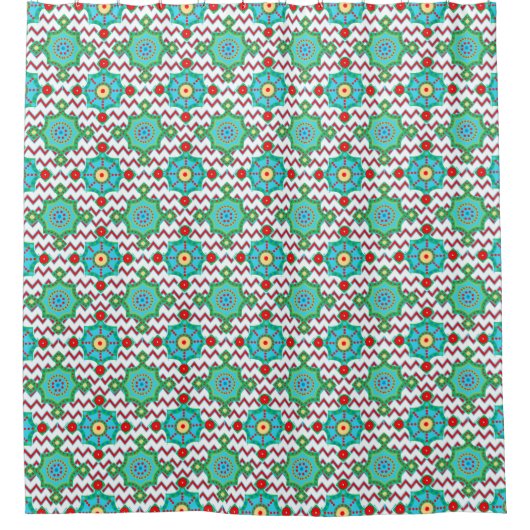Aqua Tiles Patterned Shower Curtain Douchegordijn (Voorkant)