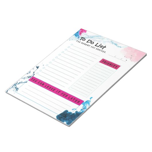 Aqua To Do Lijst Planner Azure en Pink Smoke Notitieblok (Schuin)