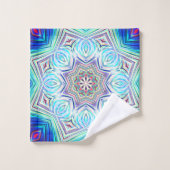 Aqua to royal blue kaleidoscoop met acht punten st bad handdoek (Wasdoekje)
