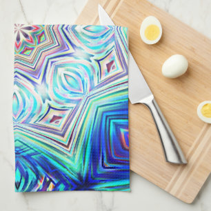 Aqua to royal blue kaleidoscoop met acht punten st theedoek