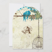 Aqua Tortelduifjes in een Boom Weddenschap uitnodi Kaart (Achterkant)