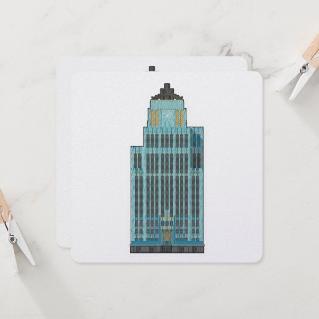 Aqua Tower: Art Deco Elegantie Sticker (Voorkant / Achterkant in situ)
