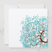 Aqua Tree Brown Trunk Wedding Invites Kaart (Achterkant)